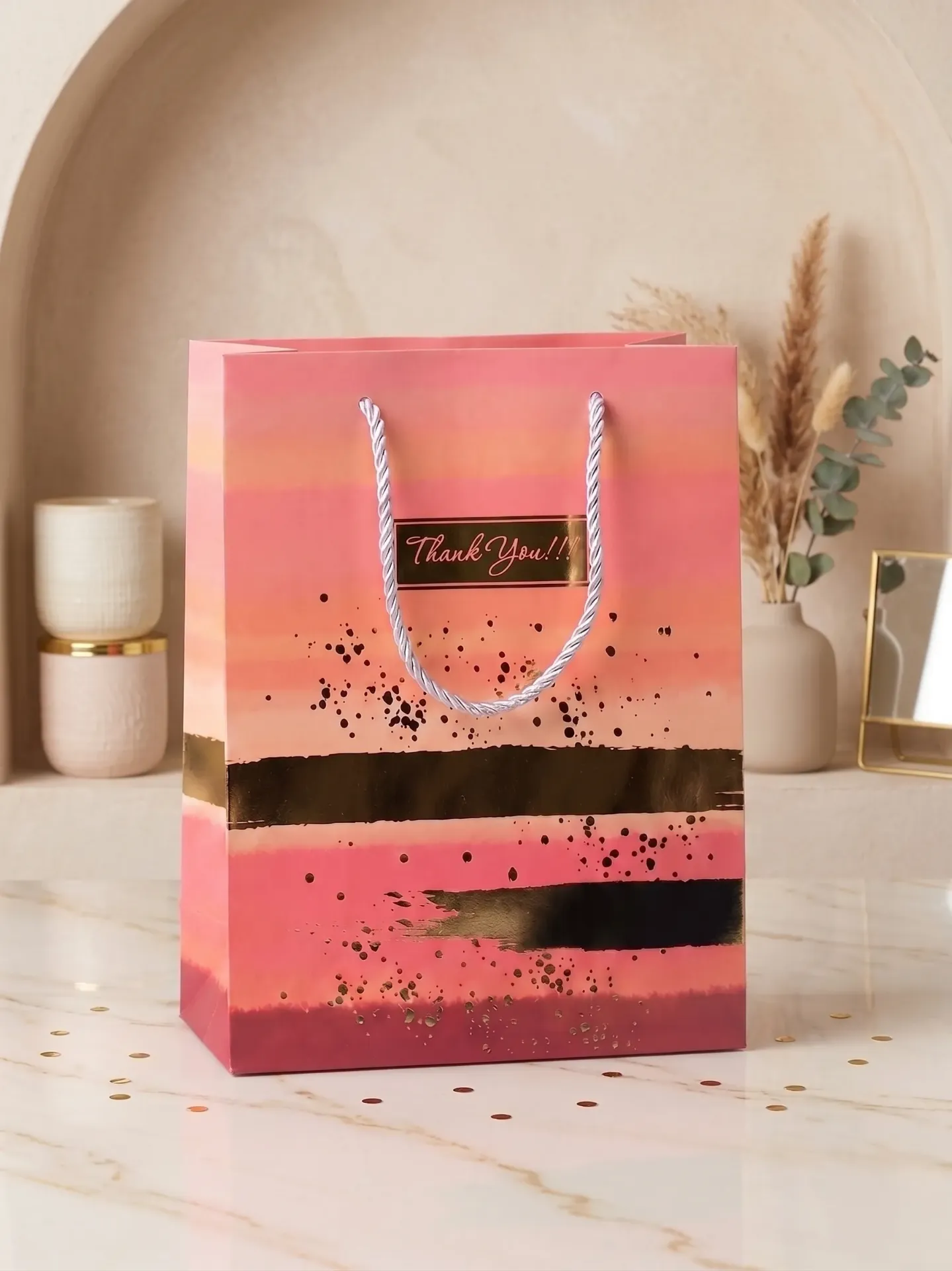 Thank you gift bags (94015) (Small) (Pink, 6 pcs)