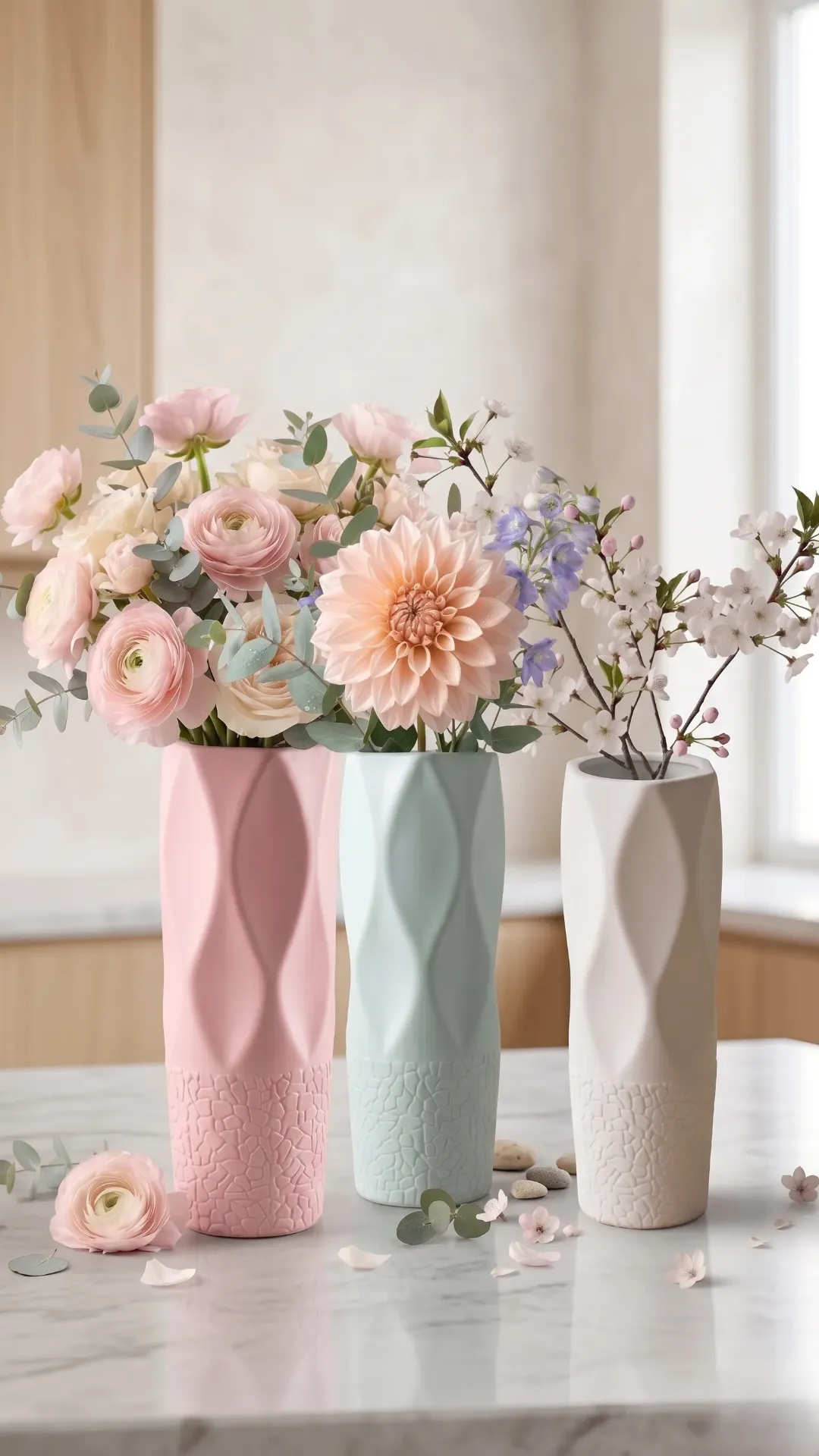 Premium Plastic Vase (Design 1) (Mix Color)