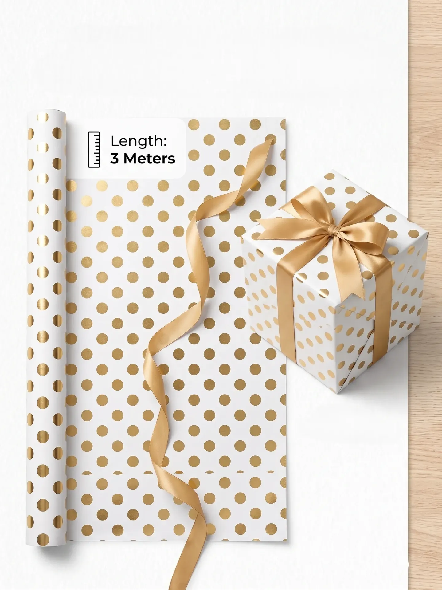 Golden & White Print Gift Paper Roll (copy)