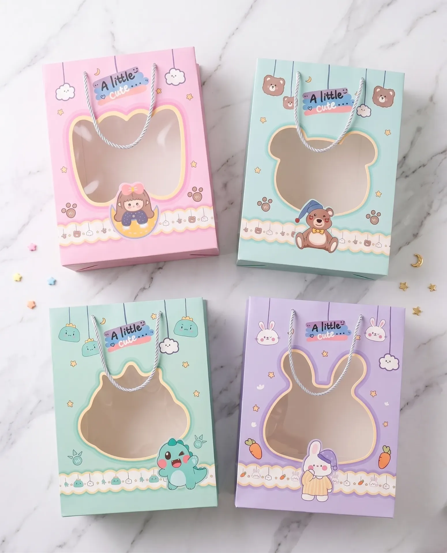 Gift Bags For Birthday Party (CD007) (Large) (Blue, 6 pcs)