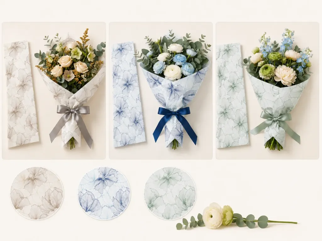 Bouquet Paper Flower Print (20 Pcs) (copy) (Sky Blue)
