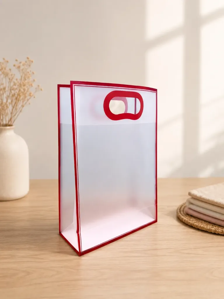 Plastic D Cut Gift Bag (Large) (Red, 6 pcs)